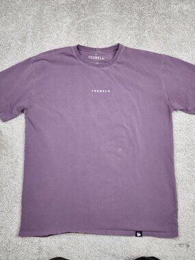 YoungLA Shirt Mens Size XL Purple Basic Embroidered Logo Crewneck Casual Tee USA